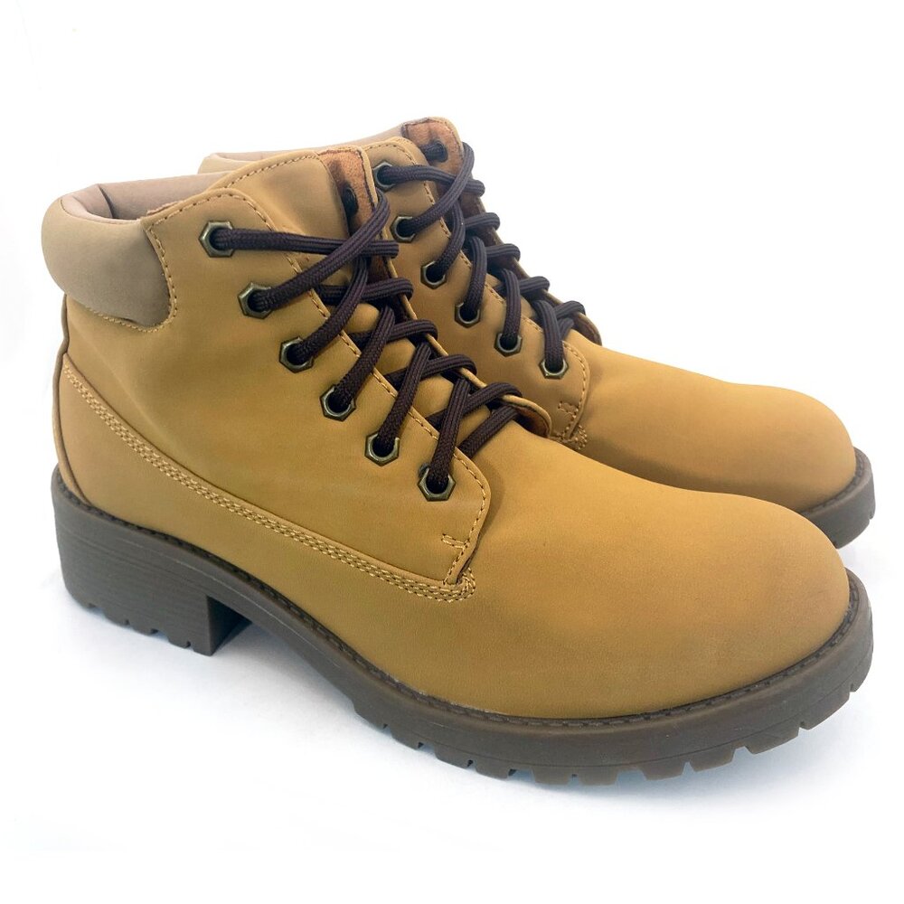 CANADIANA Women’s Faux Leather Lace-Up Ankle Boot Outdoor Hiking Shoe - NEW